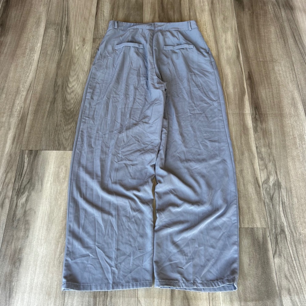 Dazy Dusty Blue Grey High Waisted Wide Leg Pleated Trousers XL